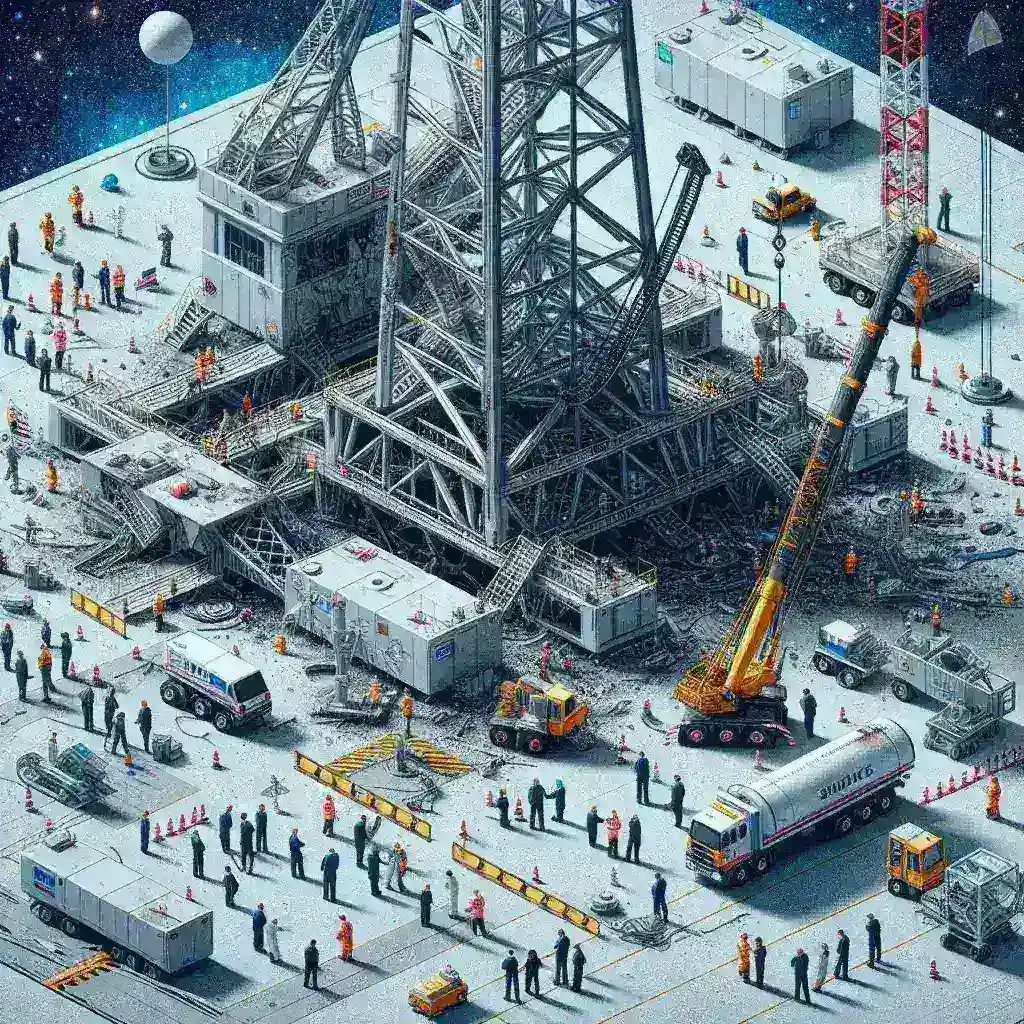 "SpaceX crane collapse at launch site under investigation by OSHA, with emergency responders assessing the damage."