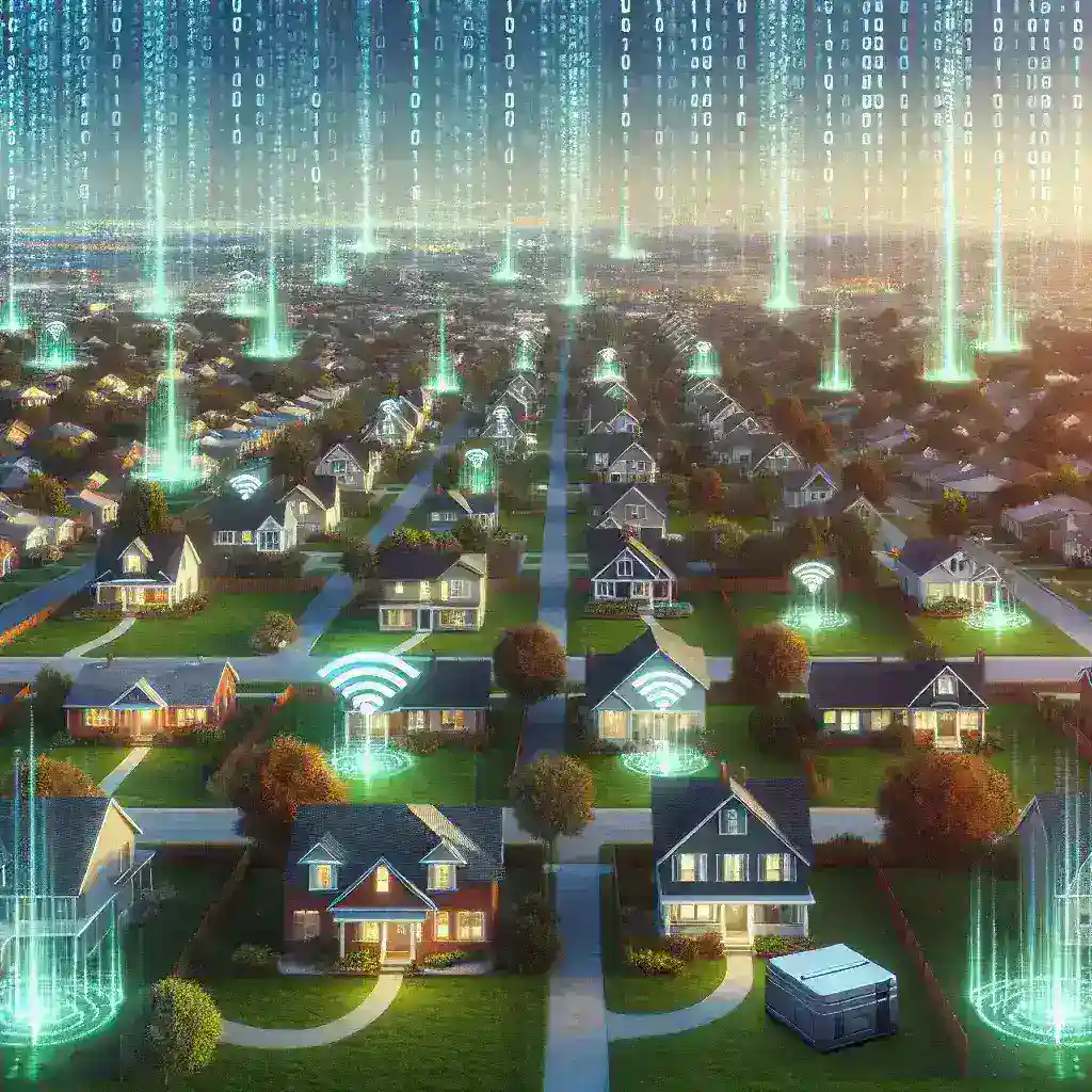 "Comcast technician using AI software to optimize neighborhood WiFi networks, illustrating advancements in technology for improved internet connectivity across U.S. communities."